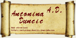 Antonina Dunčić vizit kartica